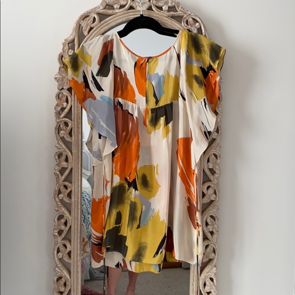 Autumn Colored Blouse With Flutter Sleeves - image 3